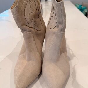 Nine West Beige Suede Ankle Boots